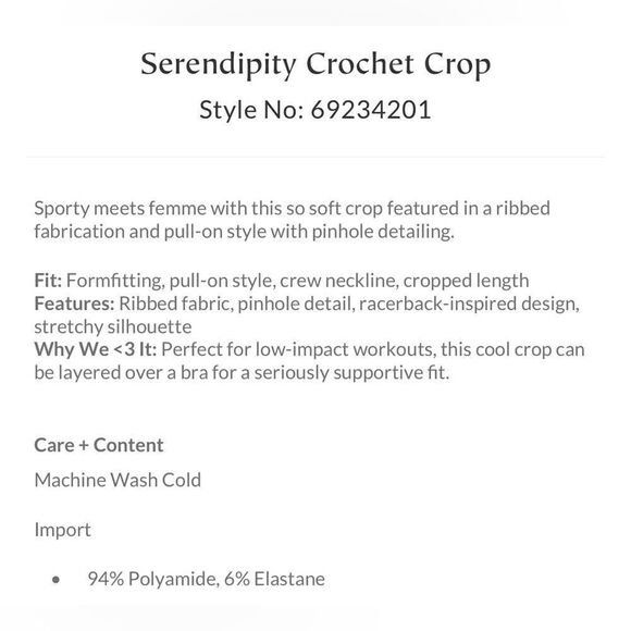 Free People Movement Serendipity Crochet Crop NEW in Blue Smoke - Picture 4 of 4